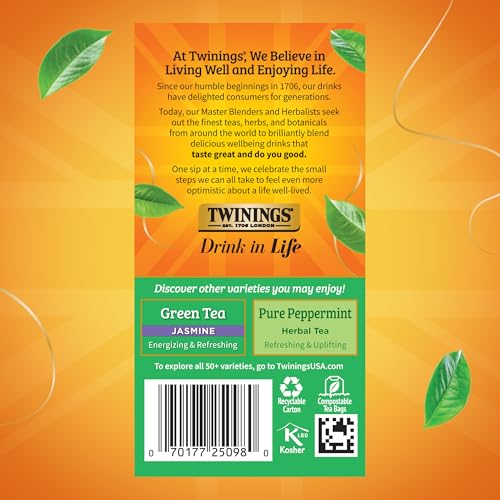 Twinings Green Tea with Mint - Caffeinated, Individually Wrapped Bags, 120 Count