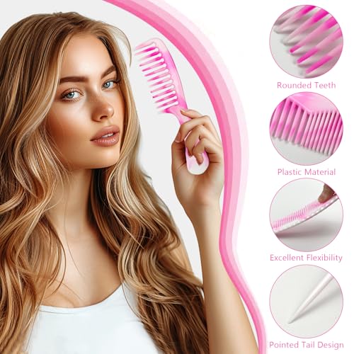 Zoolinn 4-Piece Unisex Hair Comb Set - Rat Tail, Wide & Fine Tooth