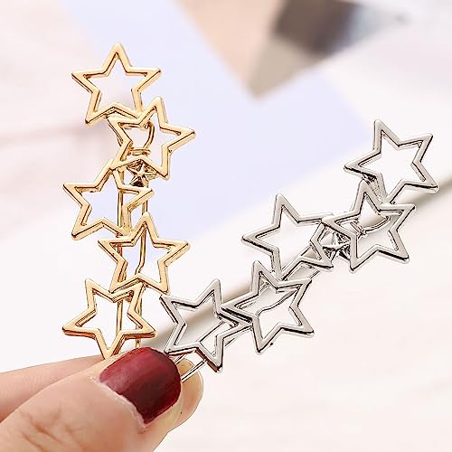 10-Piece Vintage Metal Star Hair Clips Non-Slip Hair Pins Gold Silver