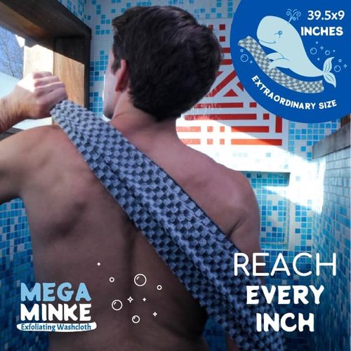 JJ KENT MEGA Minke Exfoliating Washcloth - Reusable Body Scrubber for Soft Skin | Large Rip-Resistant Design