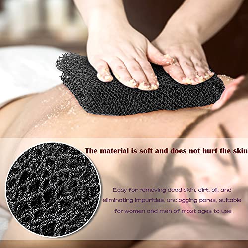 JASSINS Authentic African Exfoliating Body Net Sponge, 66 Inch Black