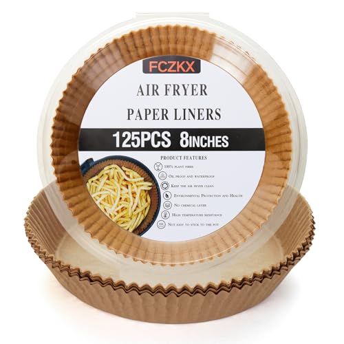 8-Inch Non-Stick Air Fryer Paper Liners 125 Pcs, Round, Oil-Resistant, Food Grade