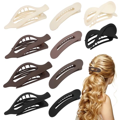 WHAVEL 10 Pcs Flat Hair Claw Clips Matte Neutral Hair Accessories for Women
