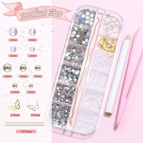 BELICEY 3D Nail Charms Set with Bows Flowers Crystals and Tools