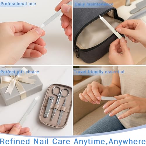 Ceemiaa 15PCS Stainless Steel Nail Files Set - Double-Sided Metal Buffers