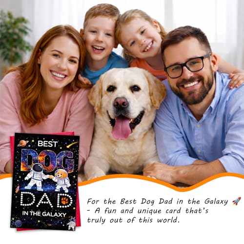 Funny Father's Day Card for Dog Dads - 5.5"x8" Astronaut Design