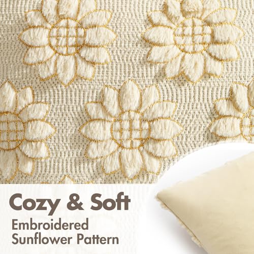 Sunflower Pillow Covers Set of 2 | 18x18 Soft Plush Decorative Cushion Covers