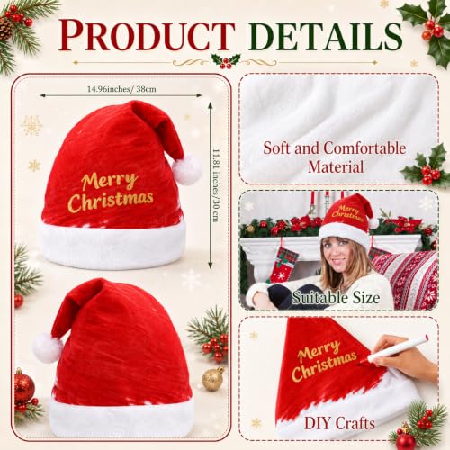 Santa White Hats Craft Kit - 12 Pcs DIY Cap Craft Supplies