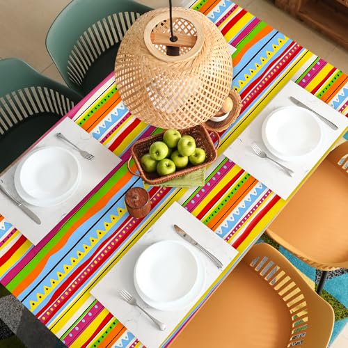 Mexican Party Tablecloths - 2 Pack Disposable Plastic 54x108