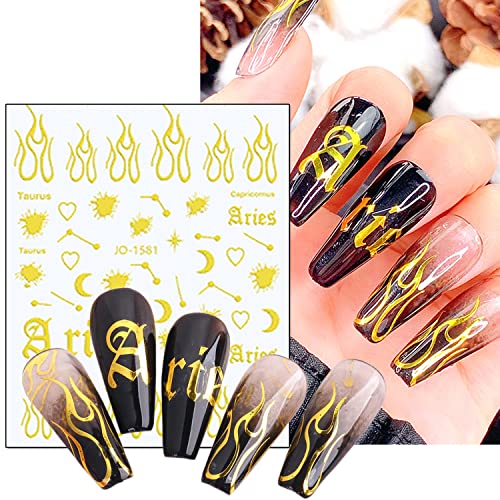 Vezocim Gold Nail Art Stickers 6 Sheets 3D Self-Adhesive Decals