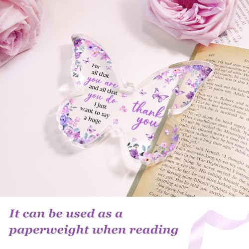 Glydein Purple Butterfly Acrylic Thank You Plaque - Appreciation Gift