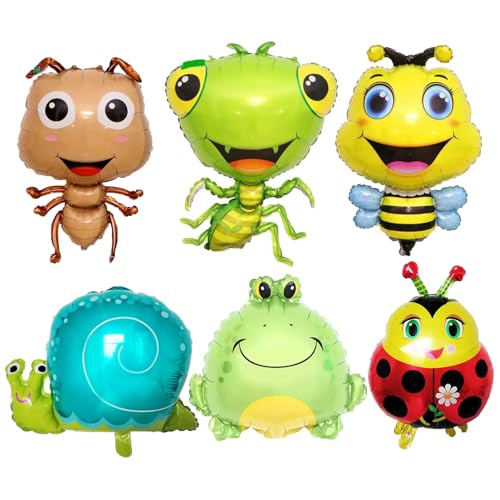 6-Piece Insect and Animal Foil Balloon Set for Garden Themed Parties