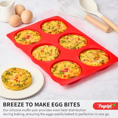 Puyeipt 4-Inch Silicone Muffin Top and Egg Molds, 2-Pack, Non-Stick