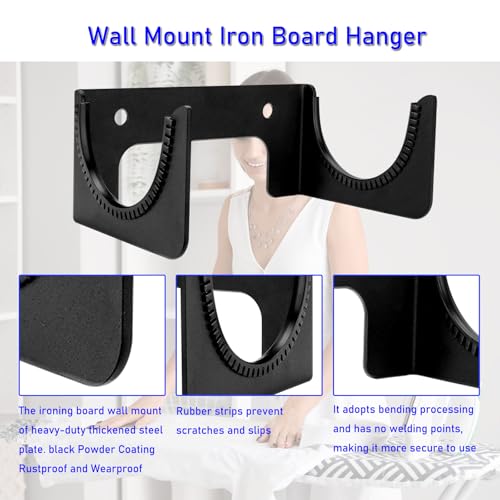 Wall Mount Ironing Board Hanger Rack for T & Y Style, Heavy Duty Black