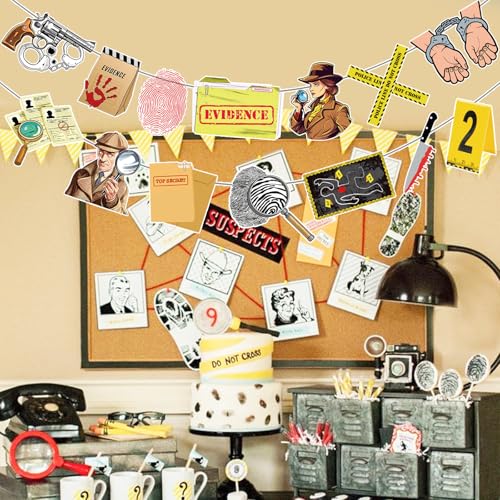 Detective Party Garland Banner - Crime Scene & Murder Mystery Decorations