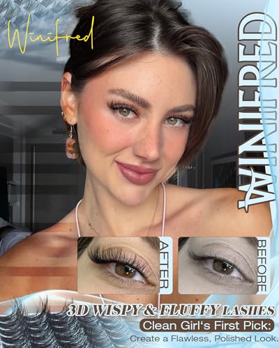 Winifred Natural Lash Clusters Kit - 3D Wispy DIY Eyelash Extensions with Glue and Tweezers