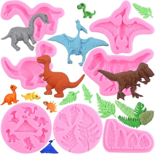 ZiXiang Dinosaur & Tropical Leaf Silicone Mold Set for Cake Decorating - Style B