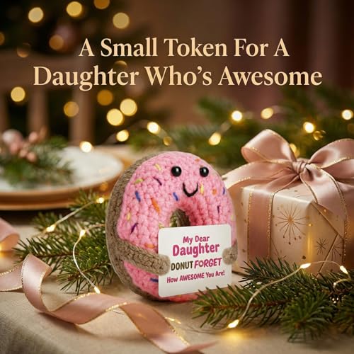 Crochet Donut Plushie - Daughter Edition, Soft Mini Stuffed Toy