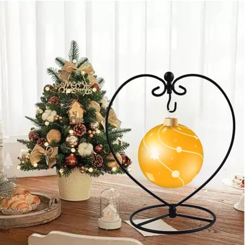 YY YEARCHY 8.07" Black Heart-Shaped Ornament Display Stand with Metal Hook