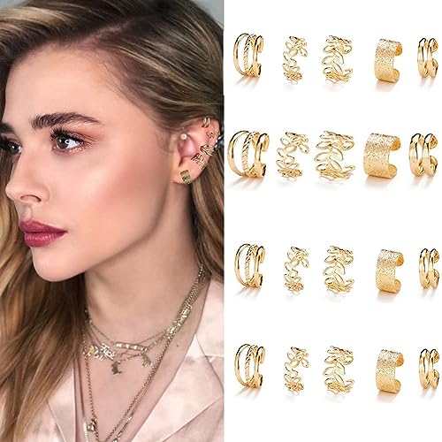20 PCS Gold Hair Jewelry for Braids with Crystal Rhinestone Dreadlock Cuffs