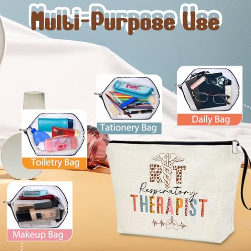 Respiratory Therapy Makeup Bag Linen Zipper Pouch Travel Gift for RT