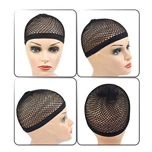 Mesh Wig Caps for Long Hair Open End Weaving Hair Net Black Large 2 Pack