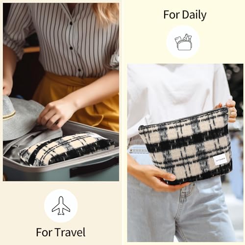 Savvy Harbor Checkered Makeup Bag & Travel Toiletry Pouch