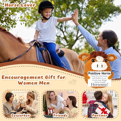 Handmade Crochet Horse Positive Gift - Mini Inspirational Desk Decor