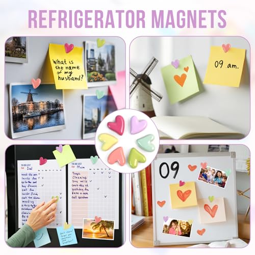 24pcs Multi Color Heart Fridge Magnets - Cute Decorative Set