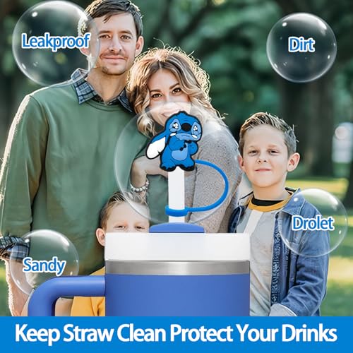 5PCS Silicone Straw Covers for Stanley Cup - Blue Monster Toppers