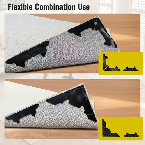Large Non-Slip Rug Pads - 16 Pcs Adhesive Carpet Grippers for Hardwood & Tile