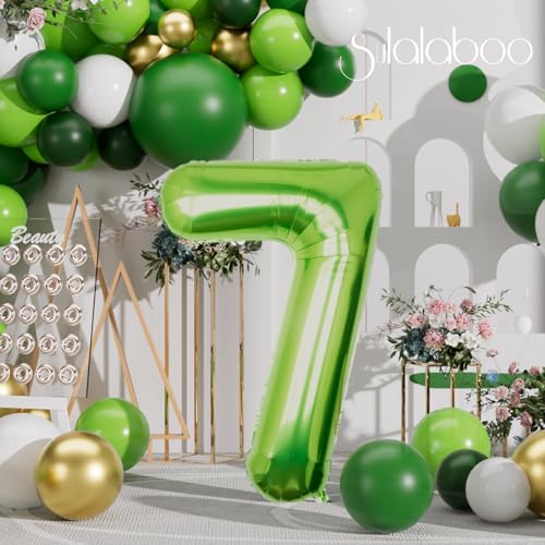 40 Inch Lime Green Number 7 Balloon - Giant Mylar Foil for Parties