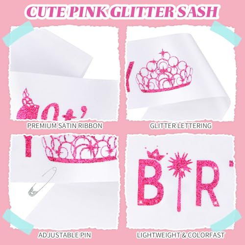 It's My Birthday Sash White Satin Glitter Party Accessory for Women