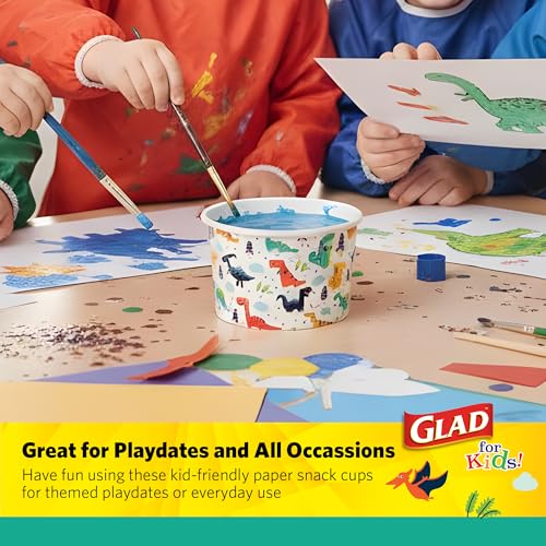 Glad Kids Mini Disposable Paper Bowls - Dinosaur Design, 6 Oz, 20 Count
