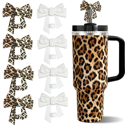 8-Pack Bow Straw Toppers for Stanley Cup 10mm Straws, Silicone Covers