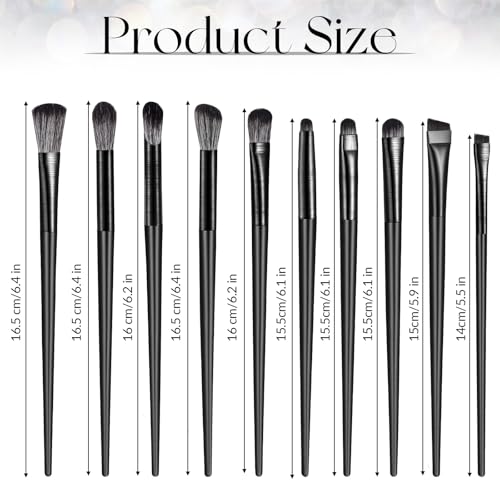 Eyeshadow Brush Set 10Pcs Synthetic Fiber Makeup Brushes