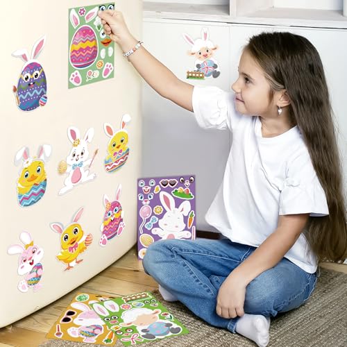 DIY Easter Sticker Kits - 32 Sheets of Creative Egg & Bunny Designs