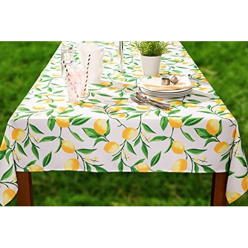DII Lemon Bliss Outdoor Tabletop, Collection Stain Resistant & Waterproof, 60x120 w/Zipper