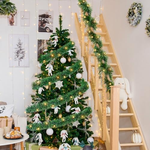 Christmas Garland with Lights 19.7 Ft Warm White LED, 1 Pack