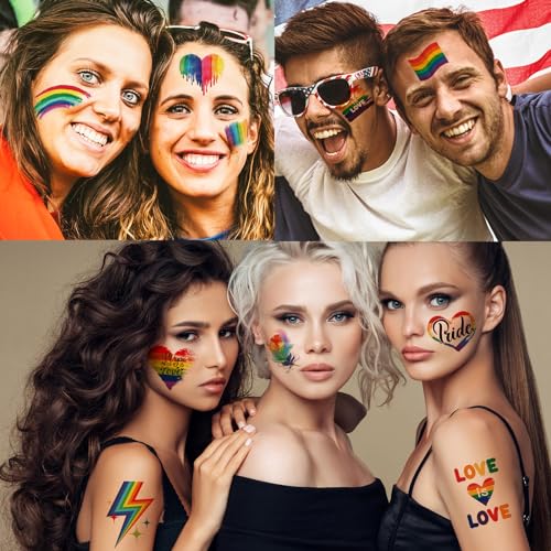 XIYOKA 70 Sheets Pride Temporary Tattoos Rainbow Flag Stickers
