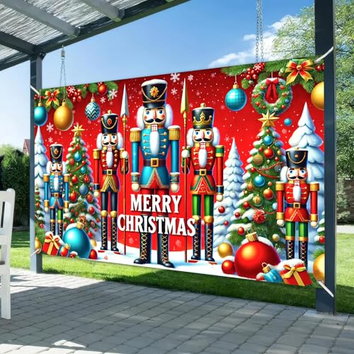 Christmas Nutcracker Banner Santa Sleigh Holiday Decorations - 71 x 43 Inch - Variation of THIS listing