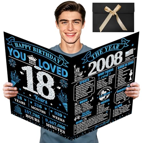 Large 18th Birthday Card - Vintage 2008 Signature Book with Envelope