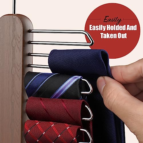 Uinicor 20-Hook Wooden Tie Hanger - 360° Rotating Tie Organizer, Walnut