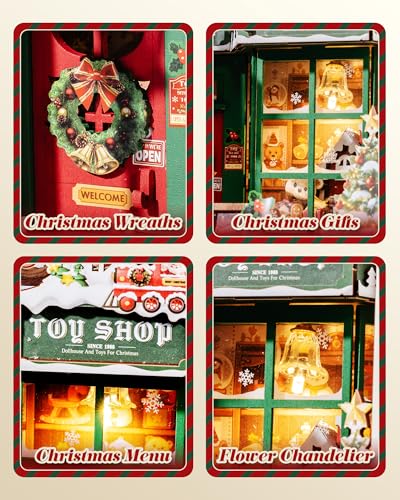 3D Diorama Wall Frame - Santa's Toy Shop Shadow Box Kit, Medium White, Halloween Christmas Decor