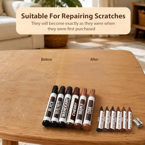 WEXLORQV 13-Piece Furniture Repair Kit with 6 Colors Touch-Up Markers