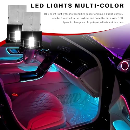 2 PCS Mini USB LED Atmosphere Light - 8 Colors Adjustable Night Lamp