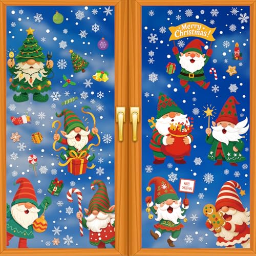 Christmas Elf Window Clings Reusable Static Glass Decals