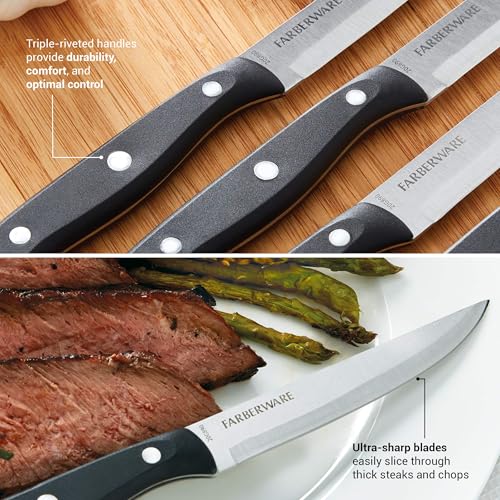 Farberware 8-Piece Steak Knife Set, 4.5" High Carbon Stainless Steel