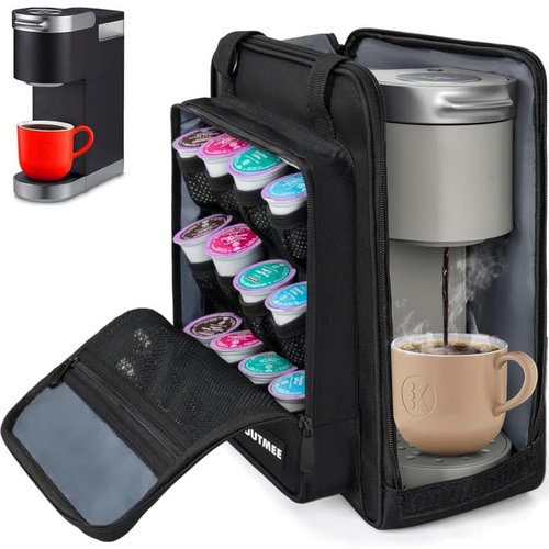 OUUTMEE Coffee Maker Carrying Bag Compatible with Keurig K-Mini or K-Mini Plus, Single Serve Coffee Brewer Portable Storage Bag with Extra Pockets, Storage Tote Case With Multiple Pockets for K-Cup