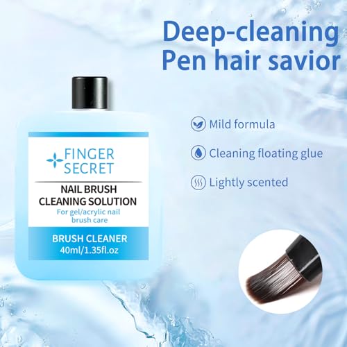 AOBOO Nail Brush Cleaner Solution - 40ml Gel Residue Remover for Manicure